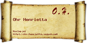 Ohr Henrietta névjegykártya